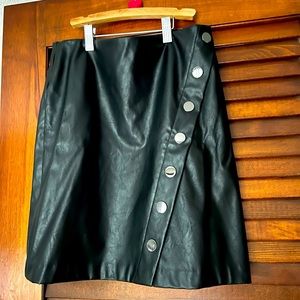 INC faux leather mini skirt with button detail